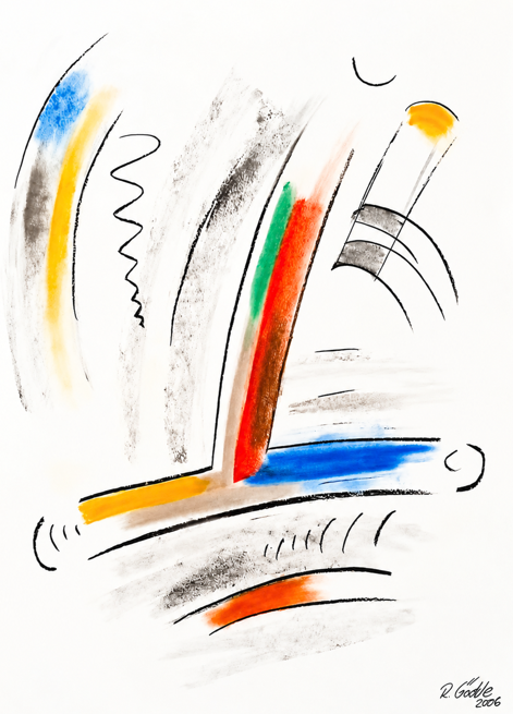 Bewegte Stille Abstrakte Malerei – Intuition, Dynamik und innerer Frieden „Bewegte Stille“ entstand in einem Augenblick völliger Freiheit. Ohne Planung, ohne festgelegtes Motiv, allein aus dem Gefühl des Moments heraus. Linien und Farben entwickeln sich gleichzeitig, begegnen sich, überschneiden sich und finden ihren eigenen Rhythmus. Kraftvolle Farbflächen und schwungvolle schwarze Linien erzeugen Dynamik, während die hellen Zwischenräume Leichtigkeit und Offenheit vermitteln. Das Werk entstand in weniger als zehn Minuten – in einem Zustand innerer Ruhe, fernab vom Alltag und den Gedanken der Außenwelt. Bewegung auf der Leinwand, Stille im Inneren. Nicht die Zeit bestimmt den Wert dieses schöpferischen Augenblicks, sondern das Gefühl von Frieden und Erfüllung, das am Ende bleibt. Das Bild möchte nichts erklären und nichts vorgeben. Es ist Ausdruck eines Moments – unmittelbar, intuitiv und frei. Bewegte Stille
Abstrakte Malerei – Intuition, Dynamik und innerer Frieden
„Bewegte Stille“ entstand in einem Augenblick völliger Freiheit.