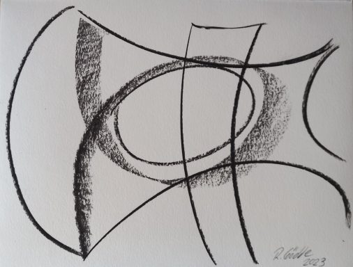 Beil 27 x 35 cm Kohlezeichnung