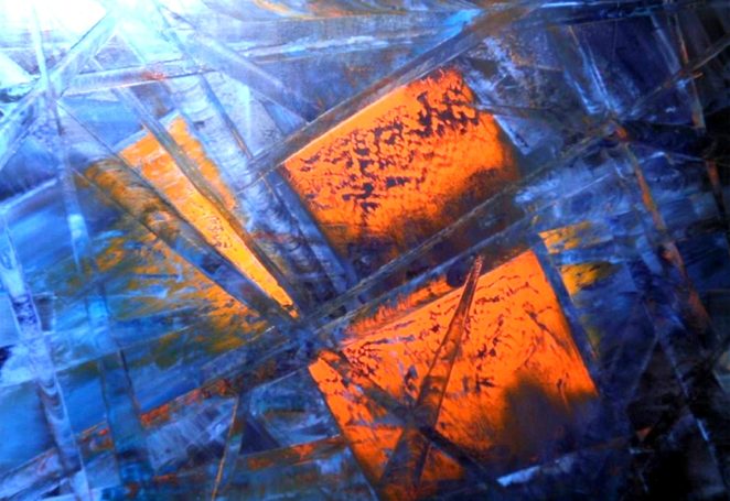 abstrakte Kunst von Gödde, Stahlschmelze 120 x 100 cm