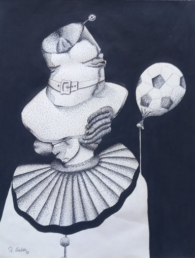 Falklandkrieg und WM 1982, Tuschezeichnung gepunktet